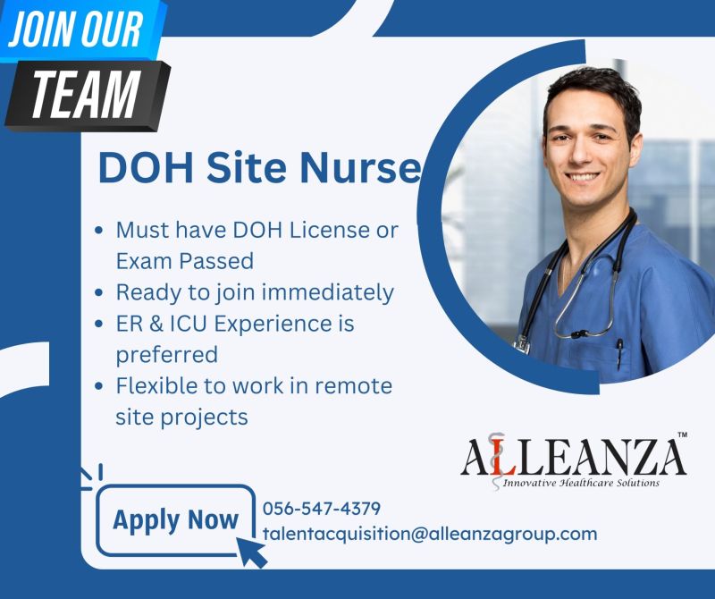 π¨ 2025 Hiring Alert: DOH Site Nurse Jobs at Alleanza Healthcare in Dubai