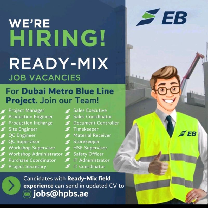 ποΈ EB Ready-Mix Hiring 2025: 22 Exciting Jobs in Dubai Metro Blue Line Project