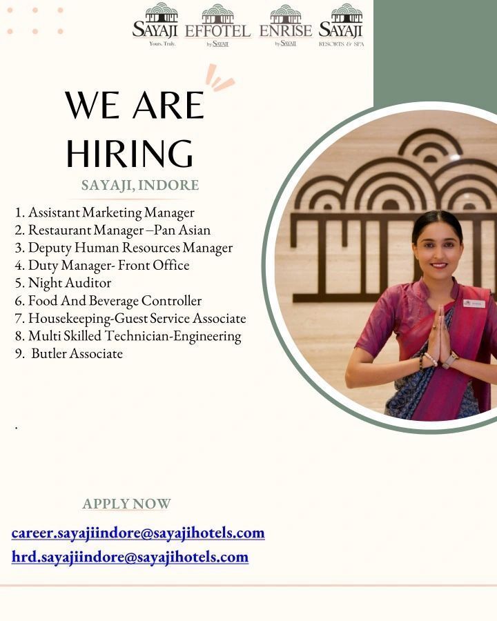 Sayaji Hotels Indore Multiple Job Vacancies 2025 โ Walk-in Drive Alert!