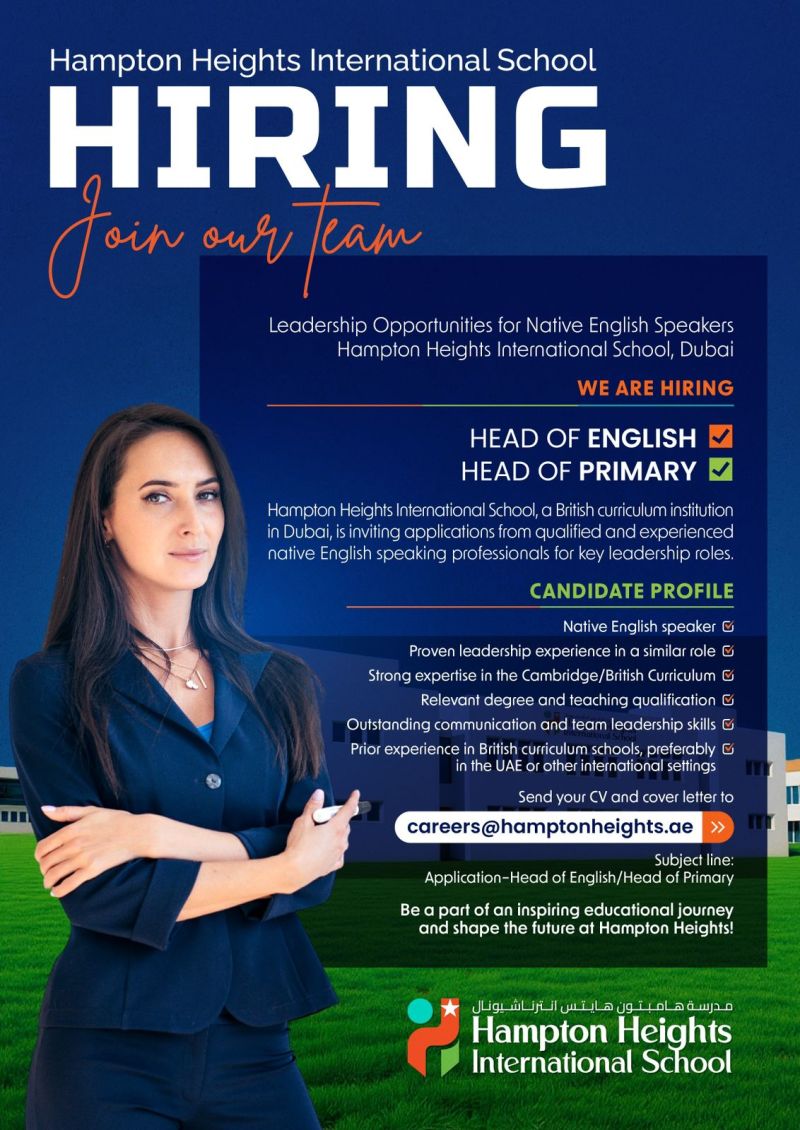 📣 Exciting Leadership Job Vacancies at Hampton Heights International School Dubai 2025
