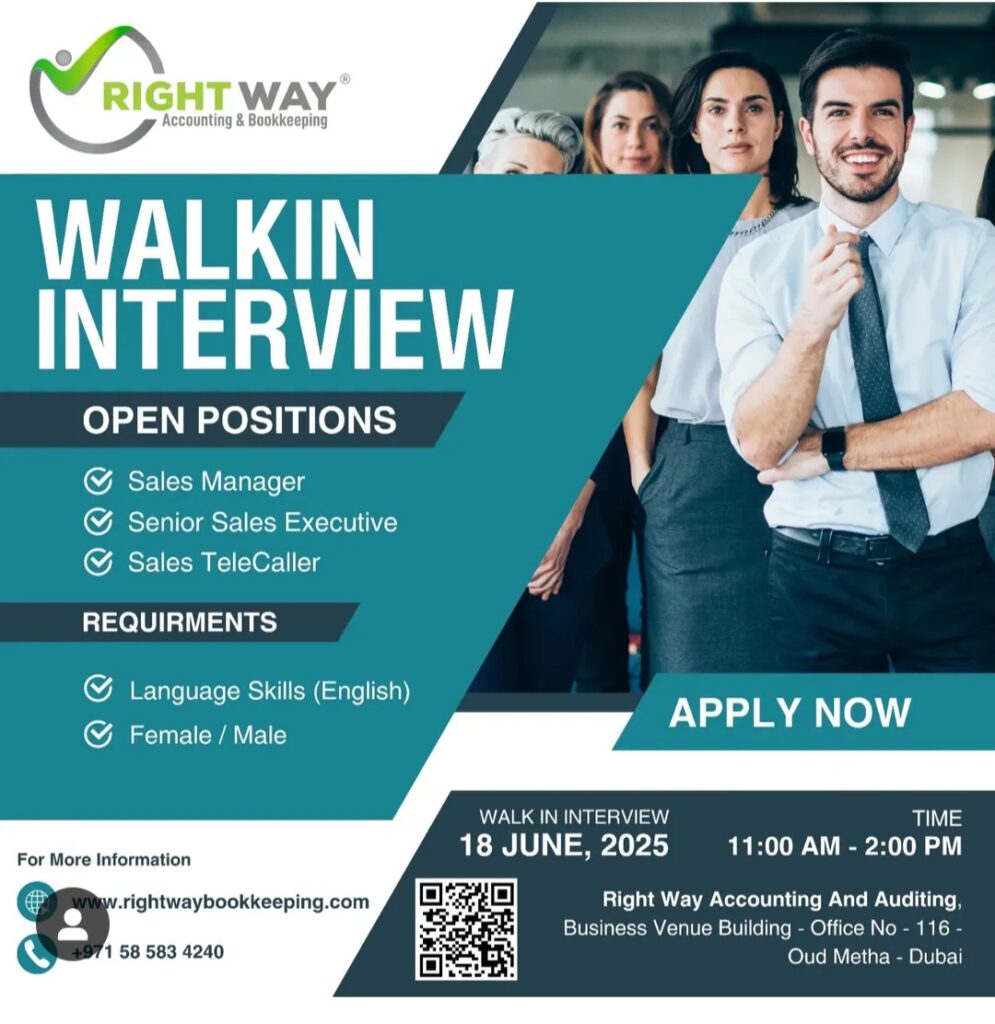 π’ Right Way Accounting Multiple Sales Job Vacancies in Dubai 18 June 2025