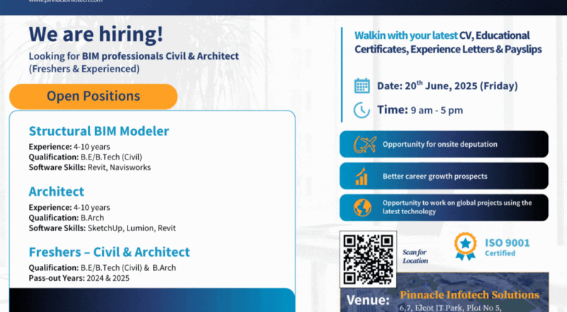 🌟 Exciting Pinnacle Infotech Walk-In Drive in Madurai 20th June 2025