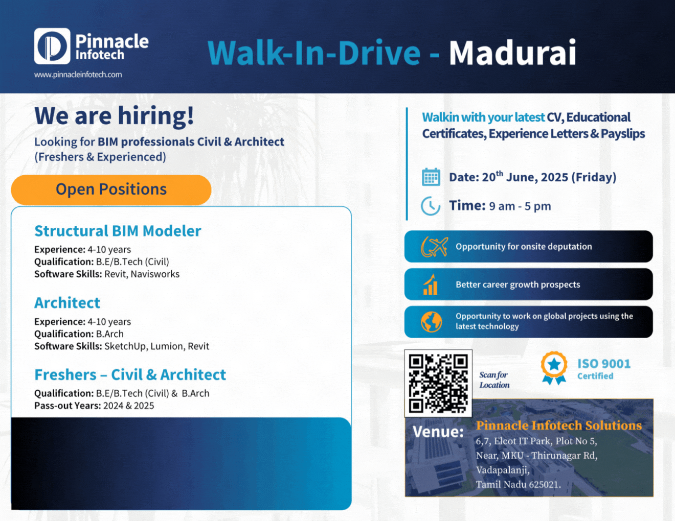π Exciting Pinnacle Infotech Walk-In Drive in Madurai 20th June 2025