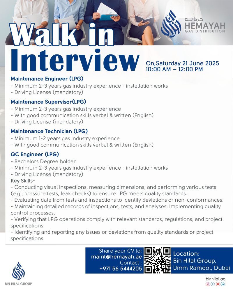 Hemayah Walk-in Interview in Dubai for LPG Engineering Jobs 2025