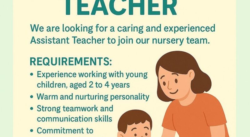 🌟 Creative Home Nursery Hiring Assistant Teachers in Dubai – Apply Now!