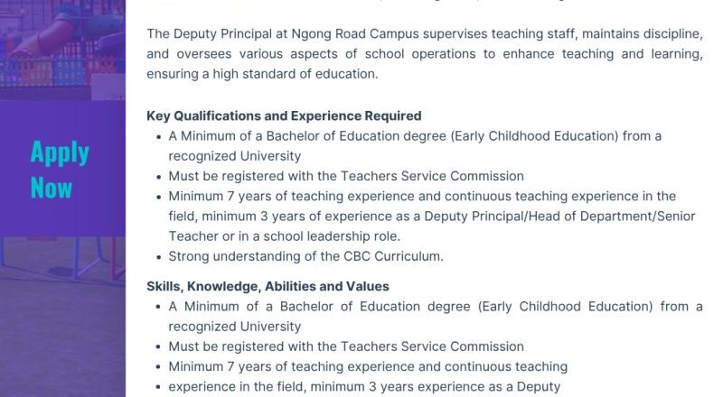 🌟 Makini Schools Deputy Principal Job Vacancy at Ngong Road Campus 2025