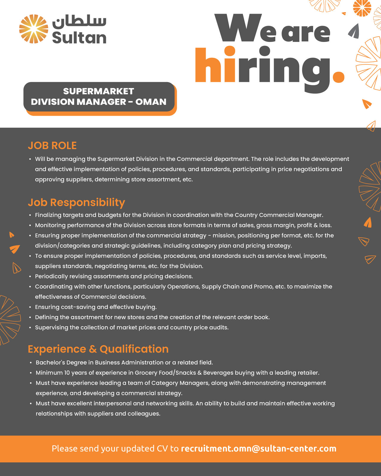 Sultan Center Hiring Supermarket Division Manager in Oman 2025 | Apply Now