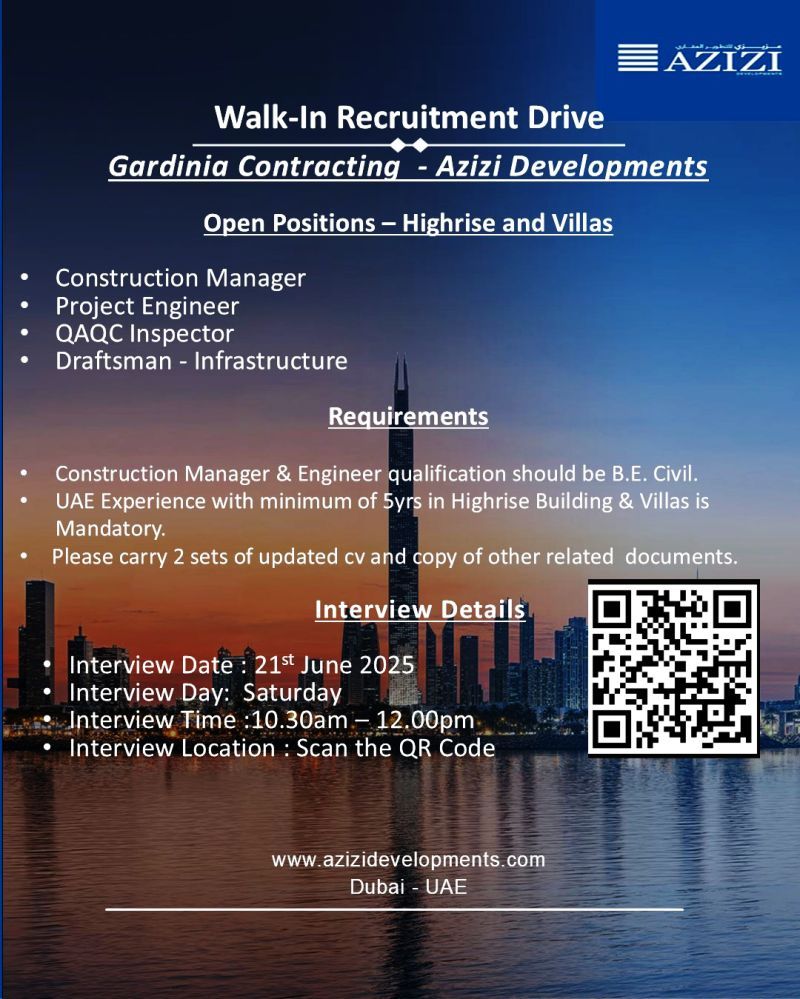 🌟 Exciting Azizi Developments Walk-In Jobs 2025 in Dubai – Apply Now