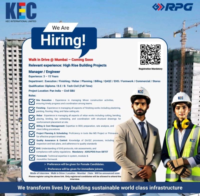 ποΈ Empowering High Rise Building Jobs with KEC β Walk-in Drive in Mumbai