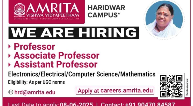 Apply Now: Assistant Professor Jobs in Amrita University 2025 | Bright Career Ahead