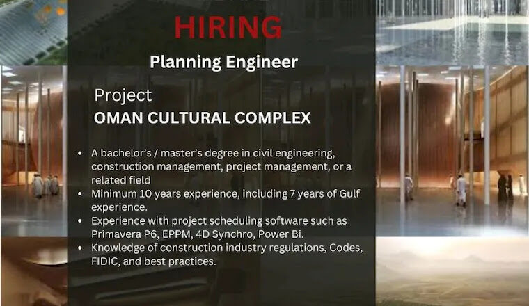 SAH-SML Joint Venture Planning Engineer Jobs 2025 in Oman | Cultural Complex Project