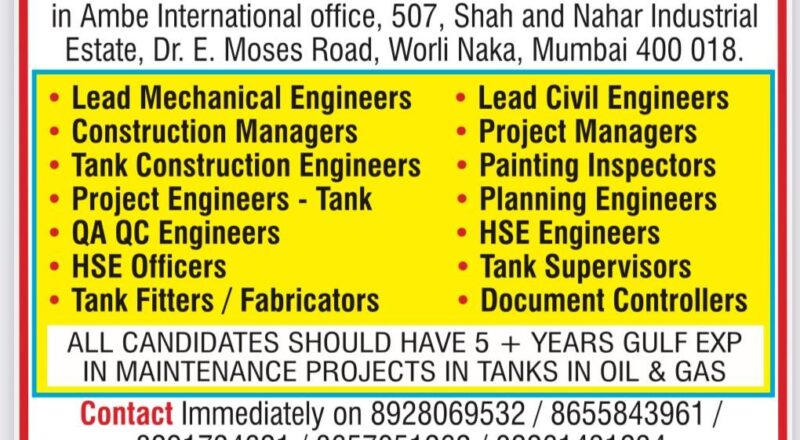 🌟 15 High-Demand Oil and Gas Maintenance Jobs at Ambe International – Final Interview on June 15, 2025