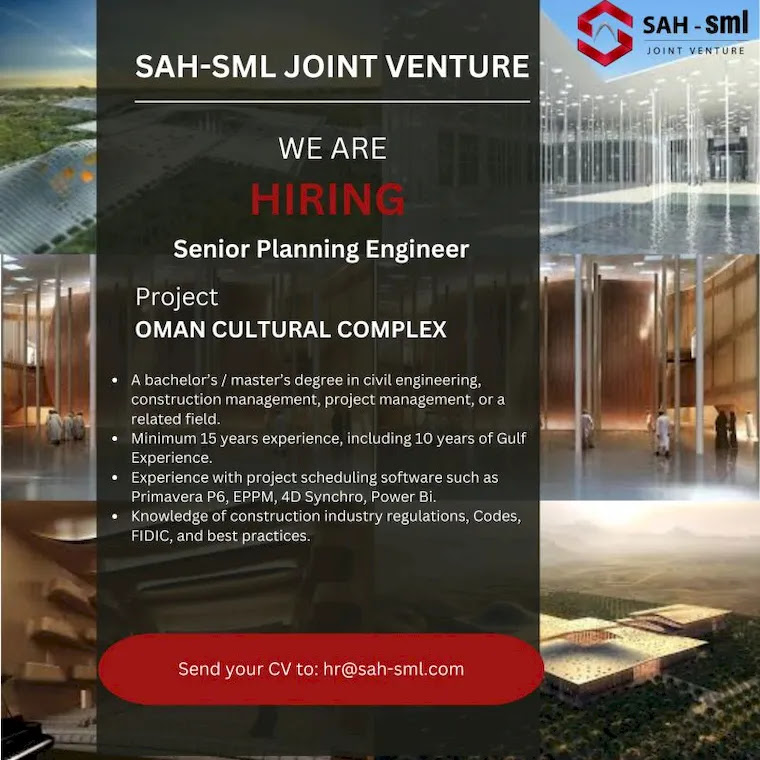 SAH-SML joint venture planning engineer jobs in Oman 2025