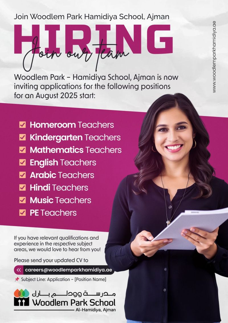 π Woodlem Park Hamidiya School Multiple Teaching Job Vacancies in Ajman 2025