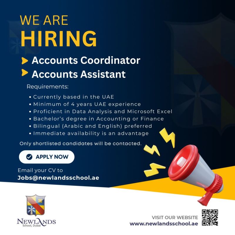 ๐ผ Amazing UAE Accounting Jobs 2025 โ Newlands School Dubai Hiring Now