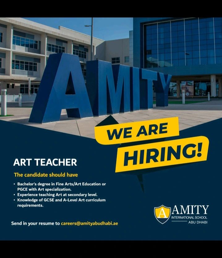 Exclusive Amity International School Abu Dhabi Art Teacher Jobs 2025
