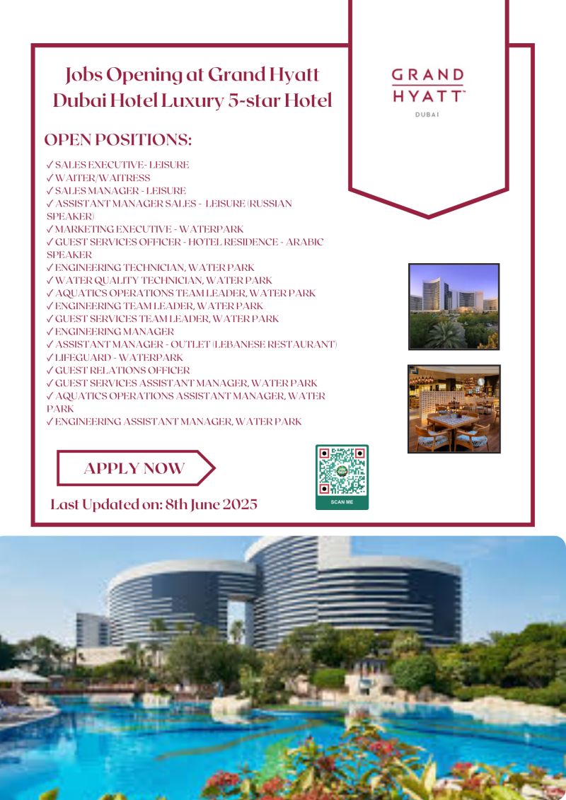 🏨 Latest Grand Hyatt Dubai Hotel Job Openings – Apply Now June 2025
