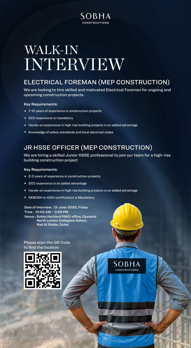 π― Exciting Sobha Constructions Walk-In Interview in Dubai 13th June 2025