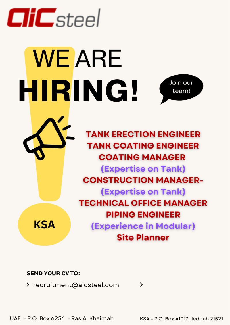 AIC Steel Hiring Now: Top Engineering Jobs in Saudi Arabia 2025