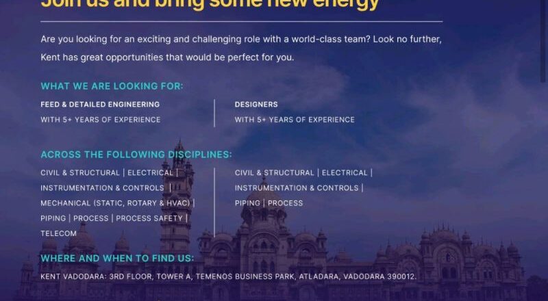 📢 Kent Walk-In Interviews in Vadodara 21st June 2025 for Engineering Jobs