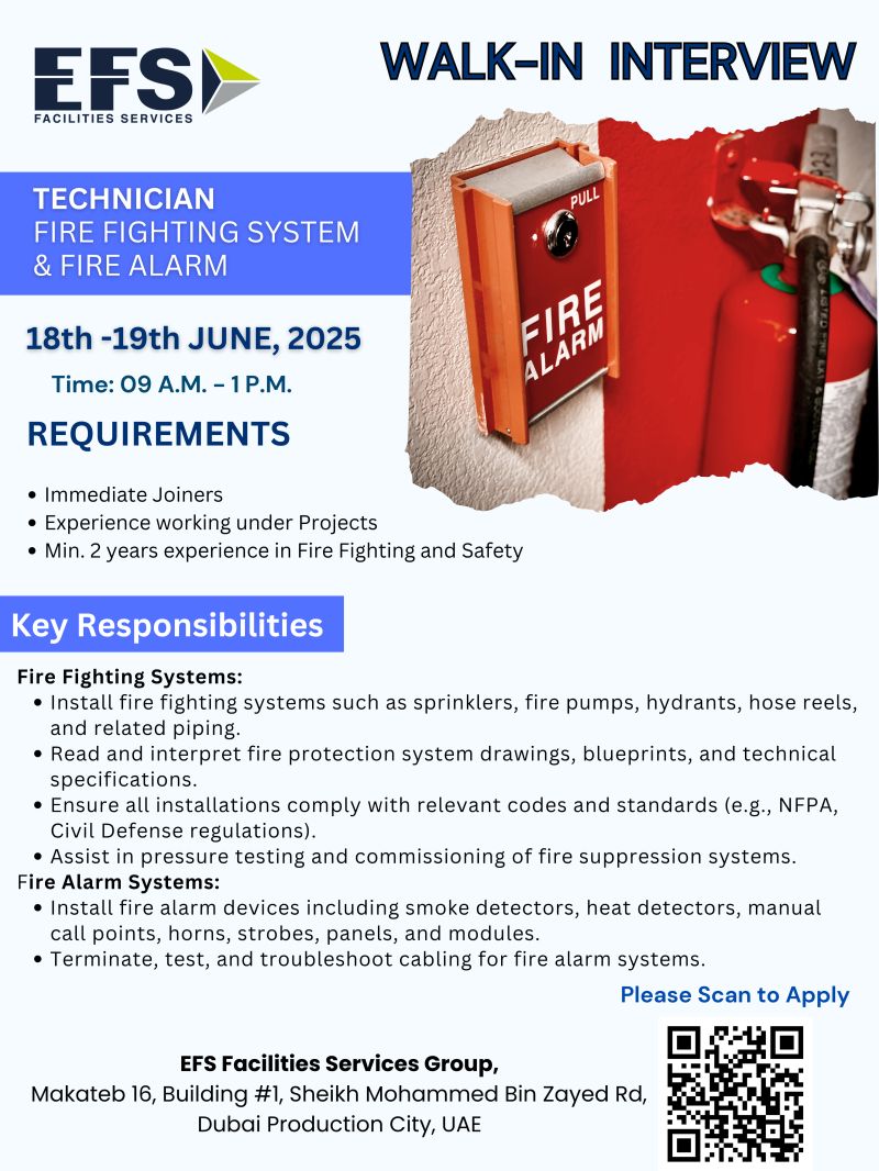 π’ Exciting EFS Facilities Services Walk-In Interview Dubai 18-19 June 2025