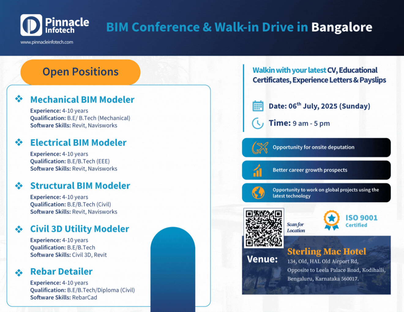 Pinnacle Infotech BIM Walk-In Drive 2025 for Experienced Pros | Bangalore