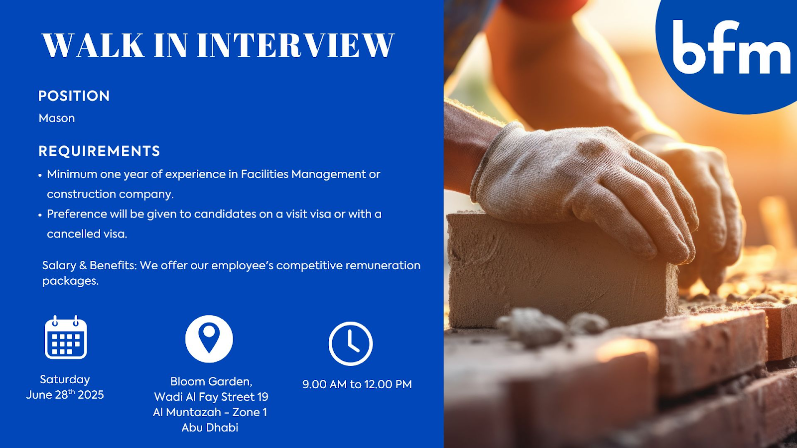 ποΈ Top Bloom Facilities Management Jobs UAE 28th June 2025 β Walk-In Interview in Abu Dhabi