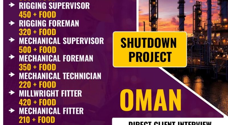 Exciting Al Arab Arafa Oman Shutdown Project Oil and Gas Jobs Interview on 13th July 2025 at Trichy