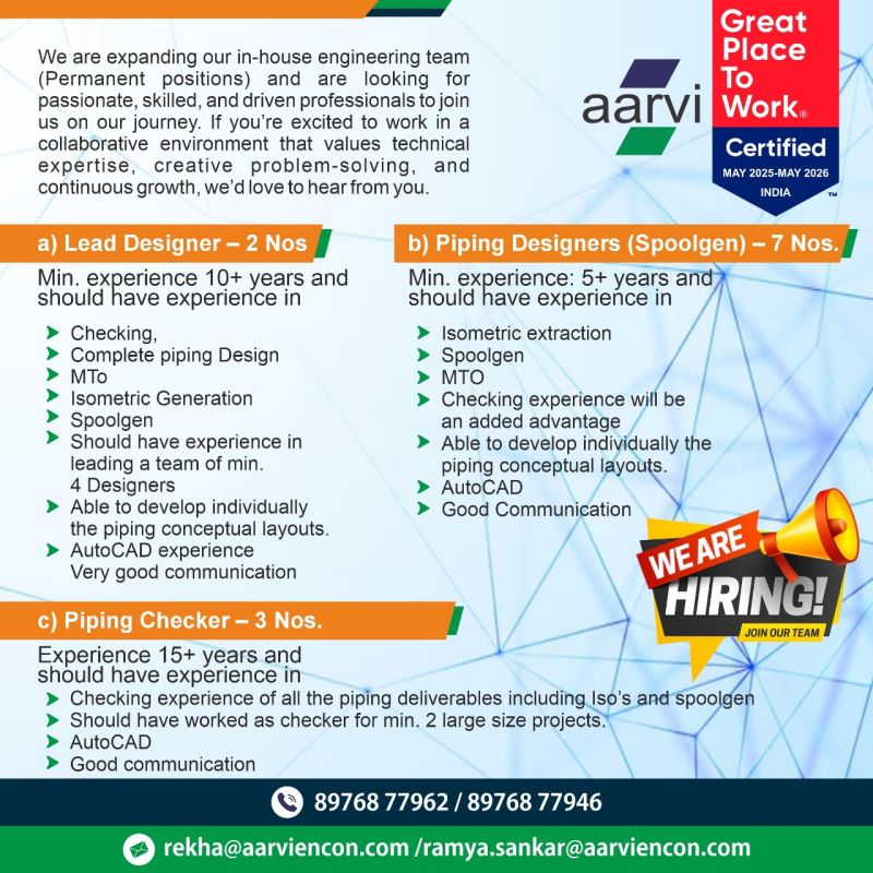 π Top Engineering Design and Piping Jobs at Aarvi Encon India 2025
