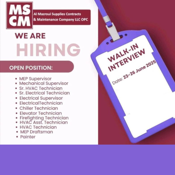 π Top 15 Rewarding MSCM UAE Walk-in Interview Jobs 2025 (June 23-26)