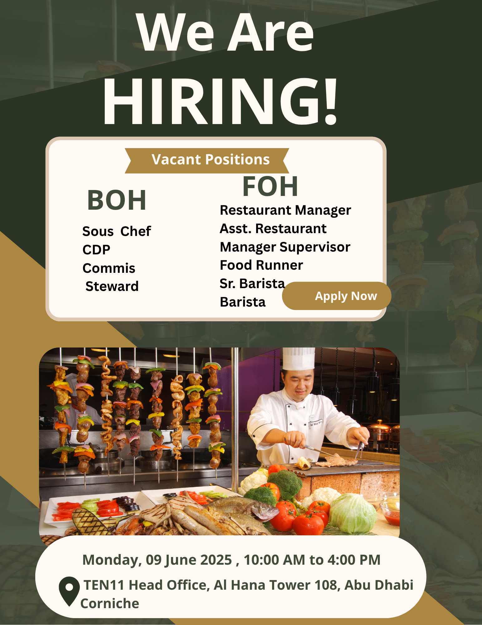 π TEN11 Walk-in Interviews in Abu Dhabi on 09 June 2025 β Join the F&B Dream Team!