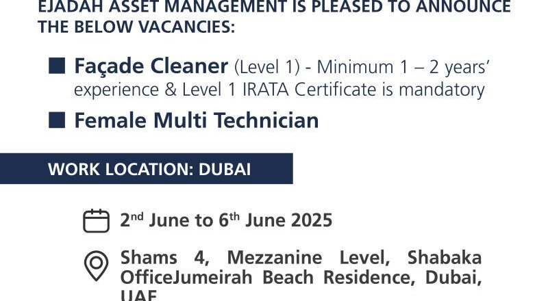 Ejadah Asset Management Job Vacancies | Walk-In Interview in Dubai (2–6 June)