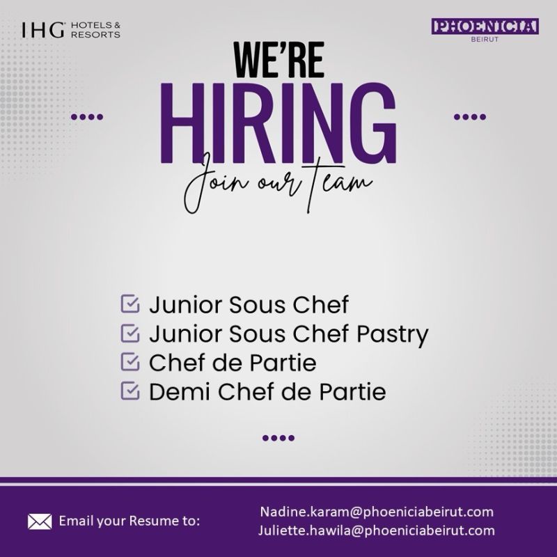 Culinary Job Opportunities at Phoenicia Hotel Beirut
