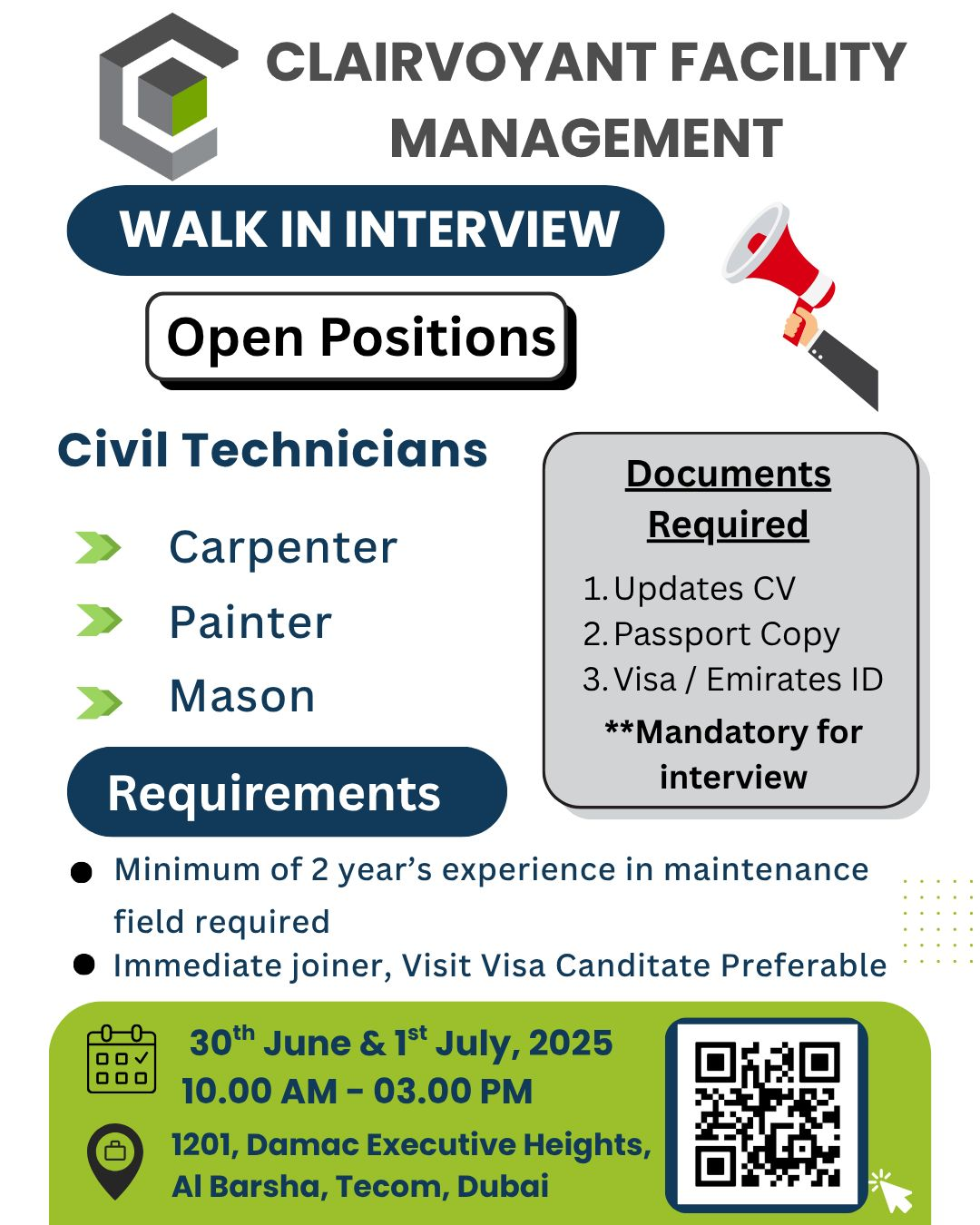 π οΈ Clairvoyant Facility Walk-In Interview 2025 in Dubai on June 30 & July 1