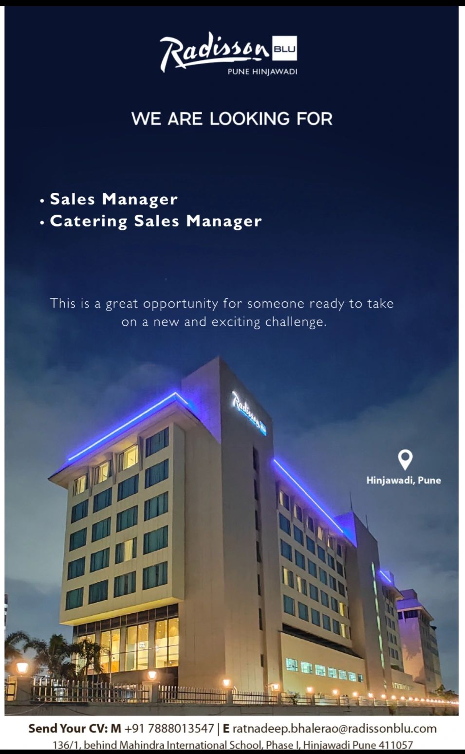 Radisson Blu Pune Hinjawadi Multiple Job Openings