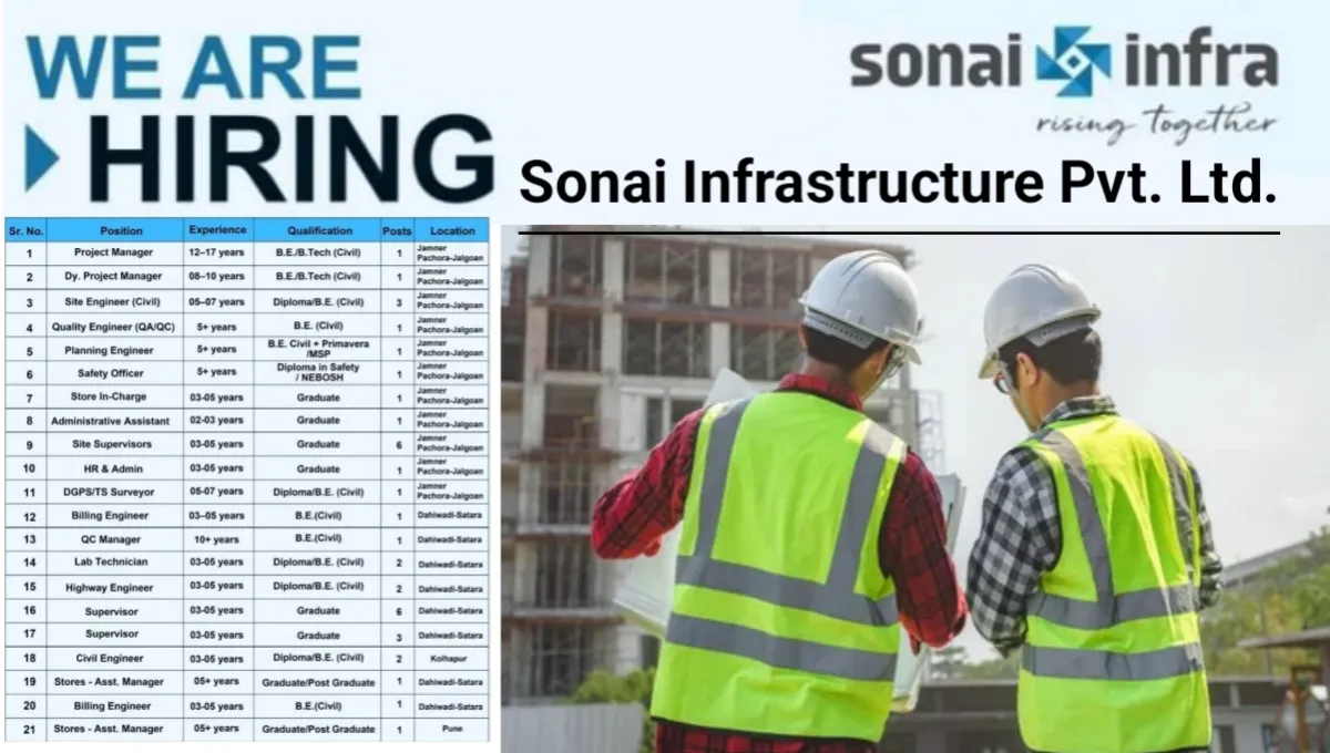 ✅ Sonai Infrastructure Pvt Ltd Hiring 2025 | Top Construction Jobs in India