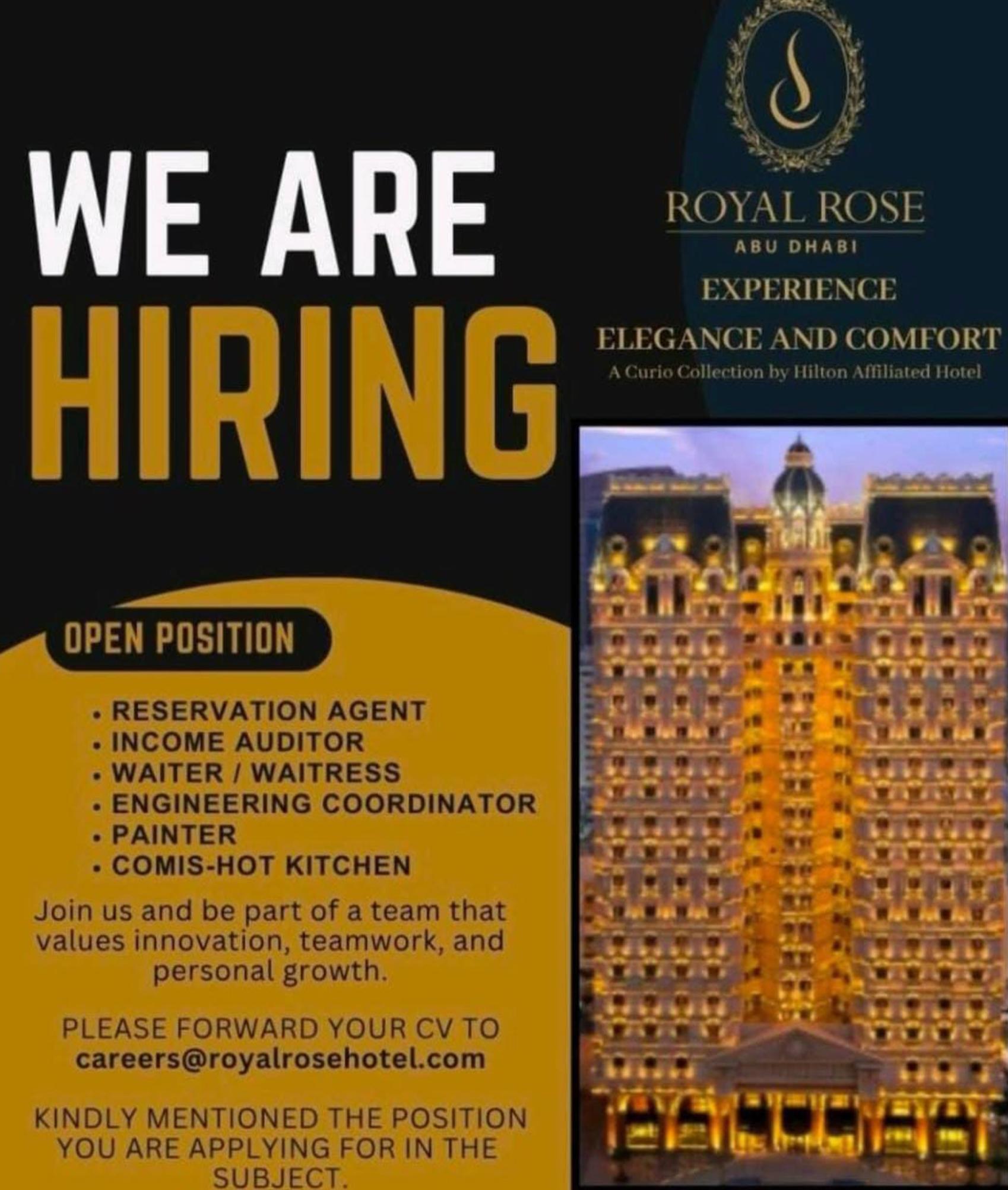 Gulf job vacancies 2025: High paying UAE careers in hospitality | Royal Rose Abu Dhabi