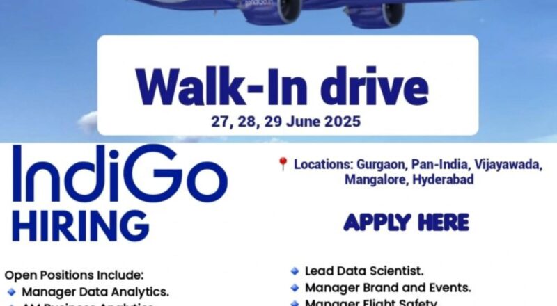 Aviation Jobs India 2025 Walkin Interview – Top Career Opportunities with IndiGo Airlines | June 27-29