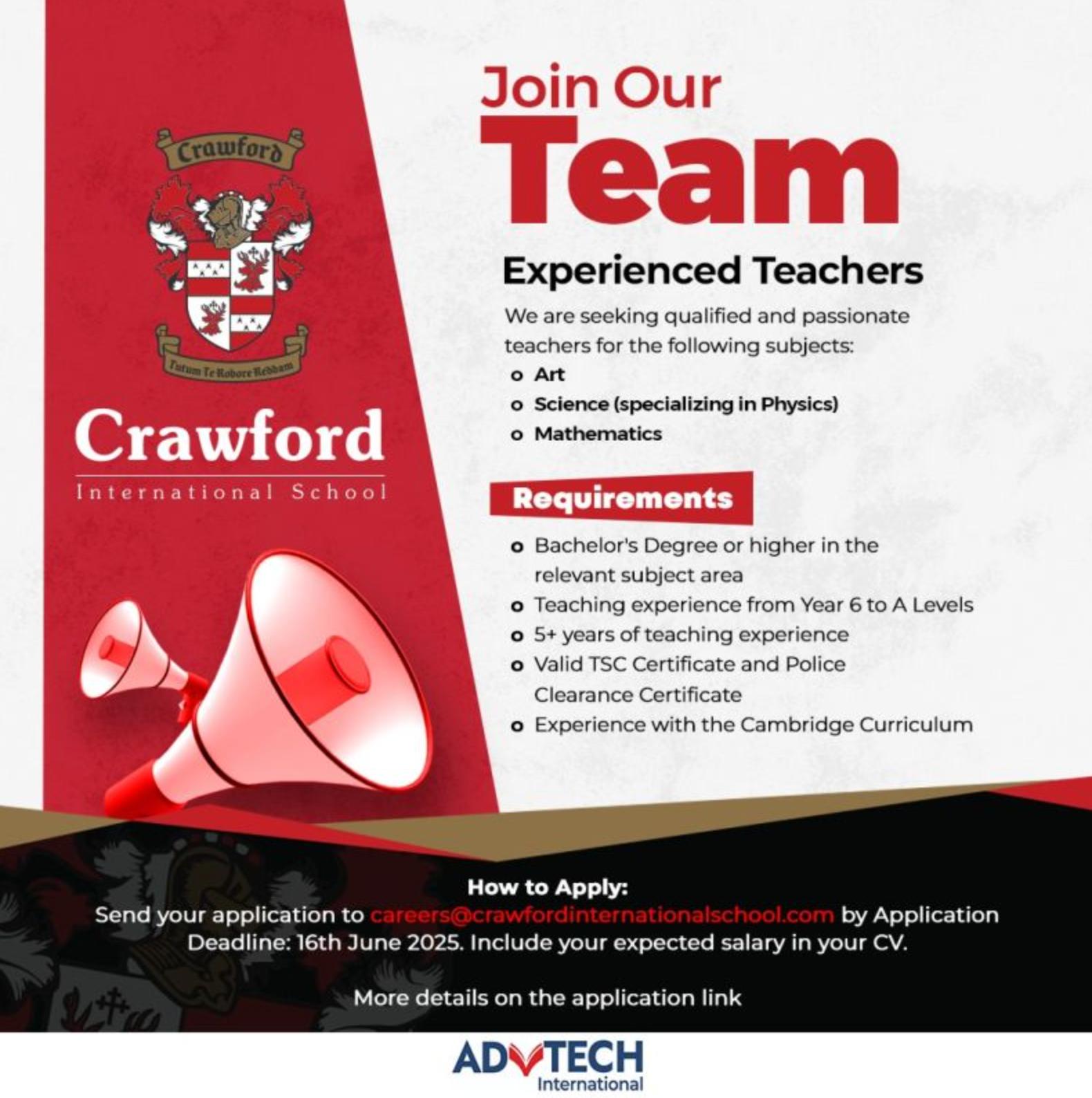 Foreign Job Placement Consultants 2025: Exciting Teaching Careers at Kenya Crawford School