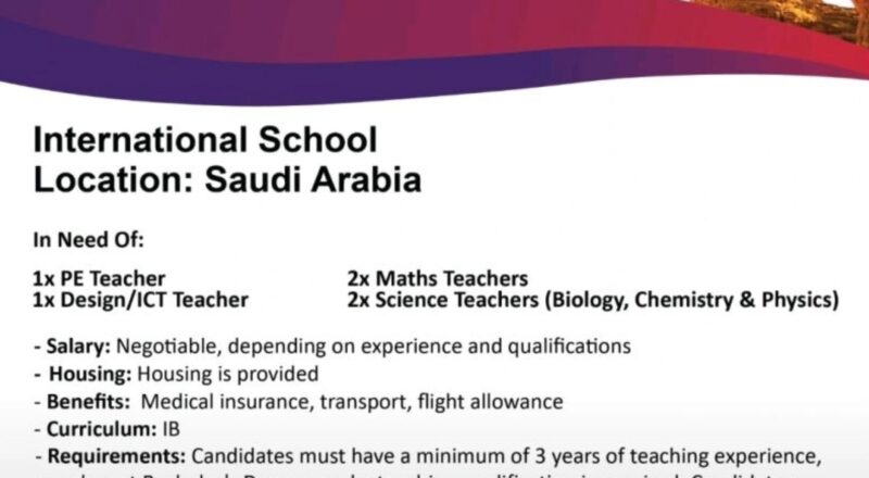 Explore Skilled Labor Jobs Abroad 2025: Teaching Opportunities in Saudi Arabia