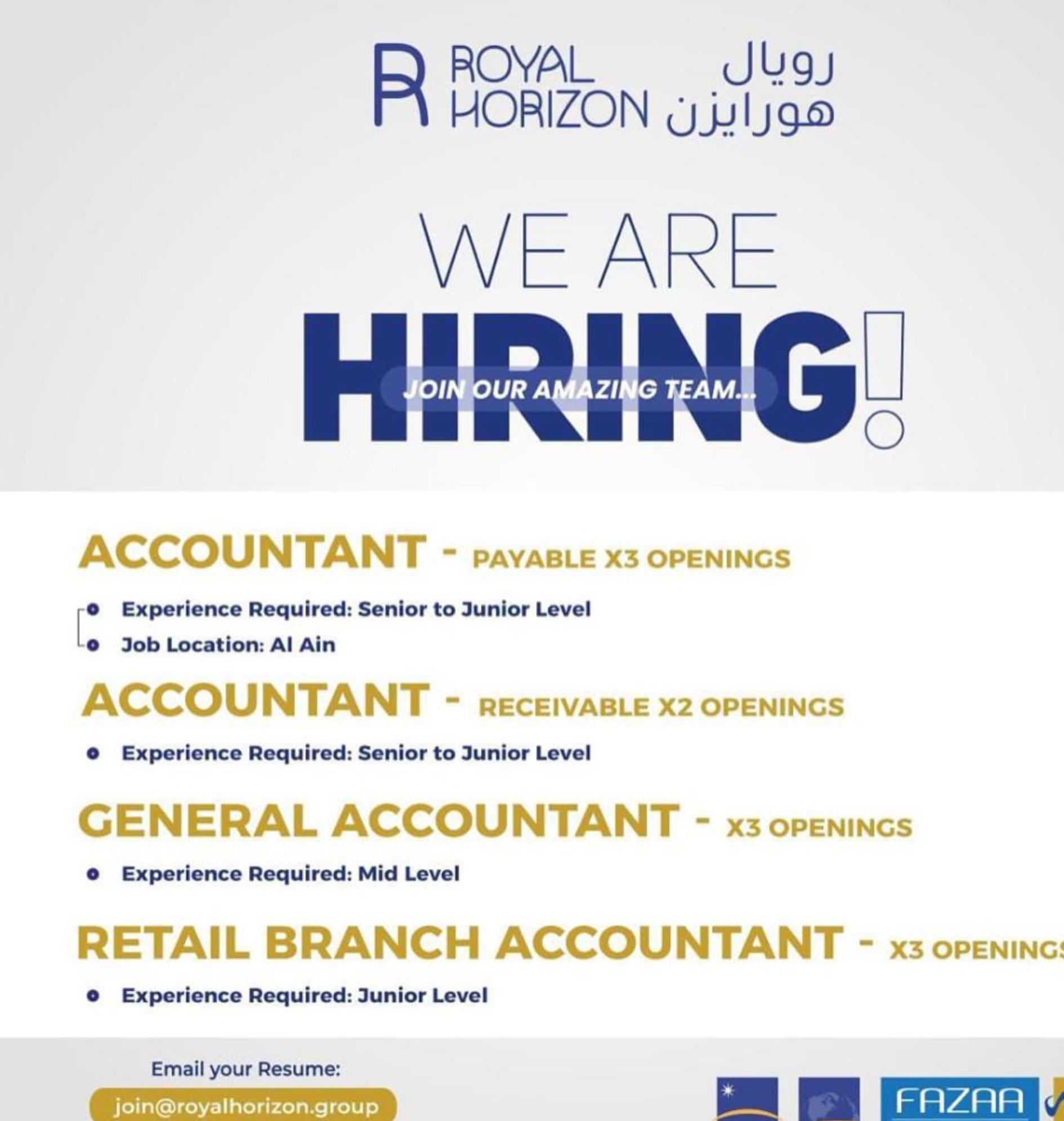 Latest Overseas Job Vacancy Updates 2025: Royal Horizon Hiring Accountants in UAE