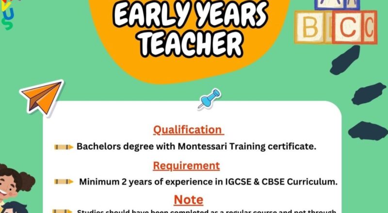 Gulf Job Vacancies – Early Years Teacher at Royal Private English School UAE 2025