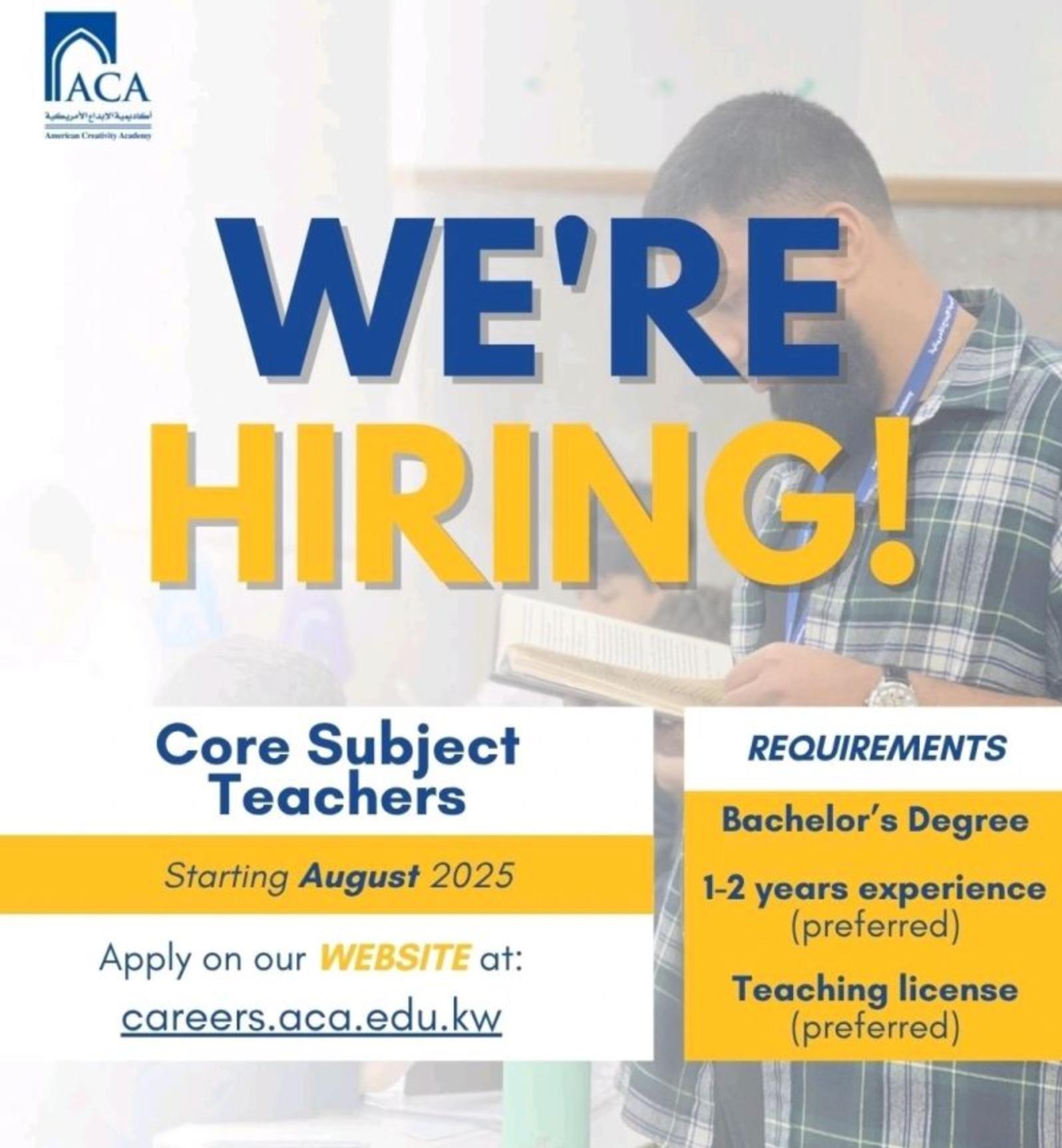 Global Job Vacancy Updates 2025: Apply Now for Core Teaching Roles in ACA Kuwait
