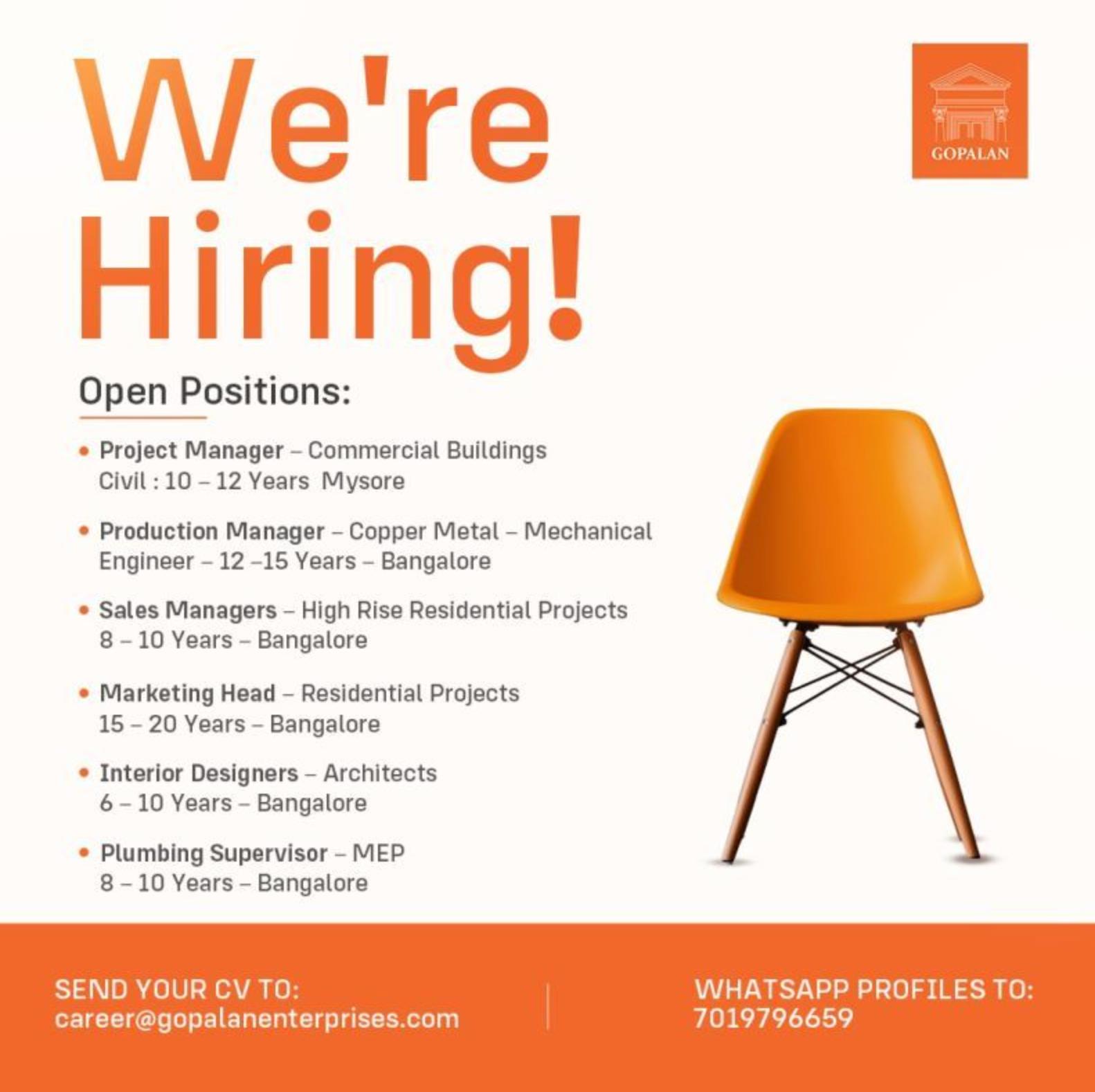 Gopalan Enterprises is Hiring in 2025 – Explore Top Career Opportunities in Bangalore & Mysore