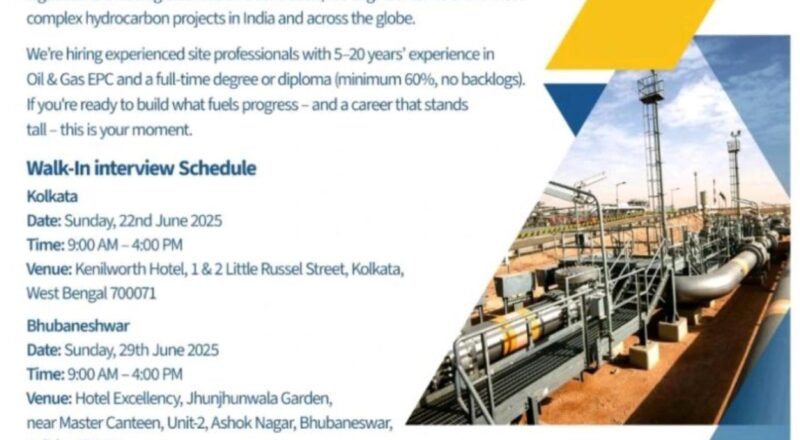 Apply Now Oil and Gas Jobs in India: L&T Hydrocarbon Careers Interview Alert! June 22 & 29