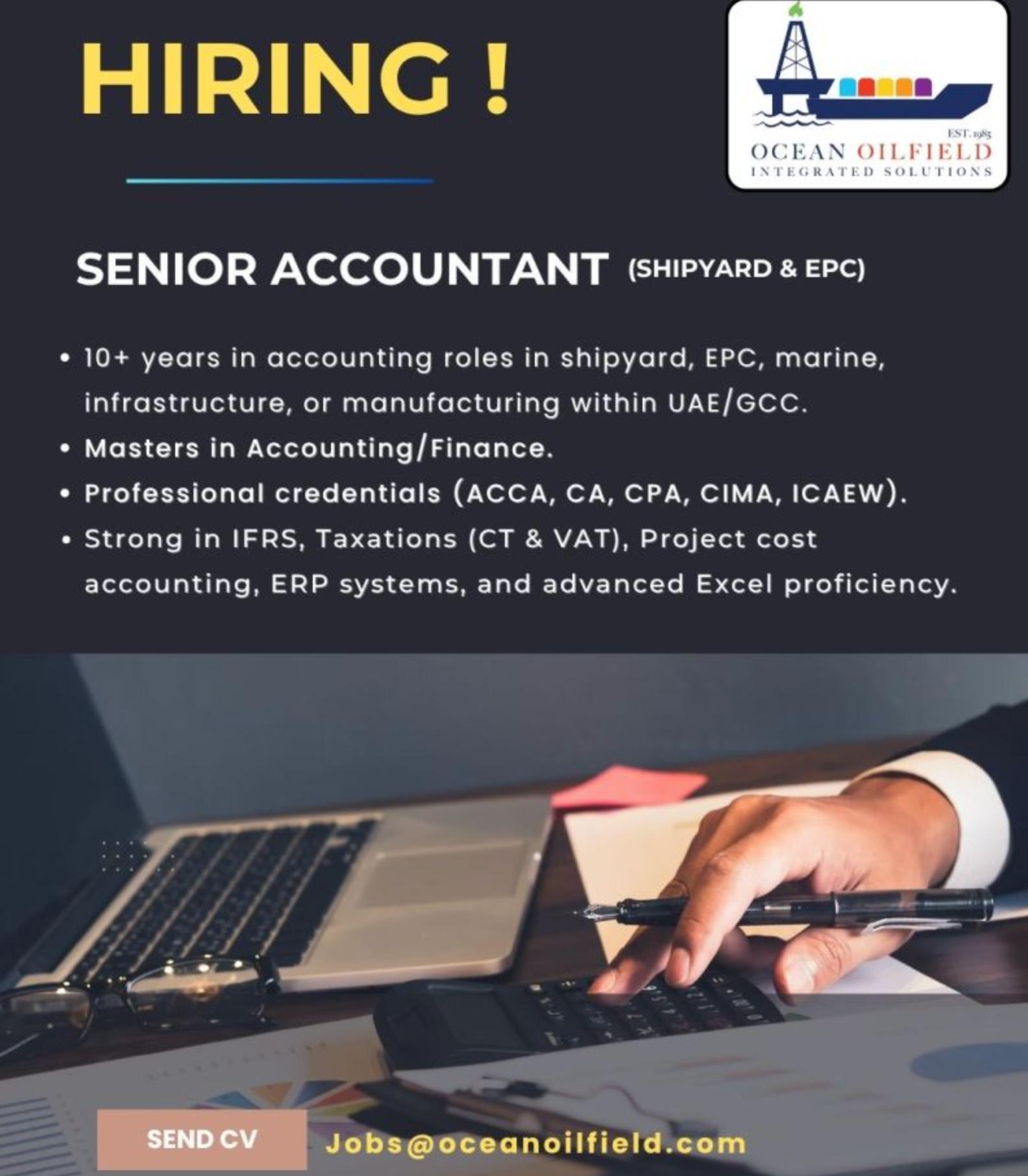 Overseas Job Vacancy Updates 2025: Senior Accountant Role at Ocean Oilfield UAE | Apply Now
