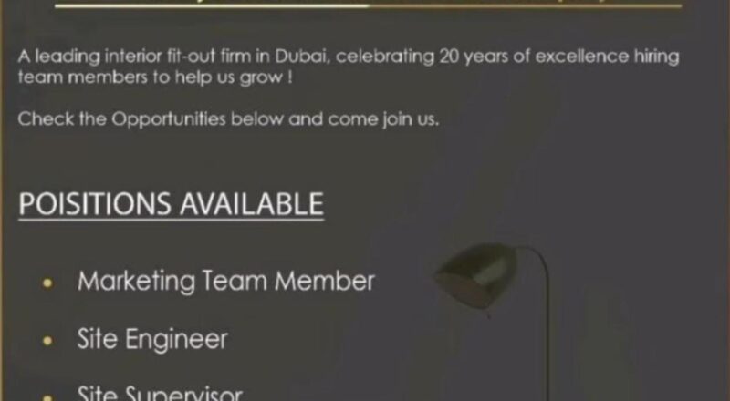 Gulf Job Vacancies at Eve Designs Dubai 2025 – Interior Fit Out & Engineering Roles | Apply Now