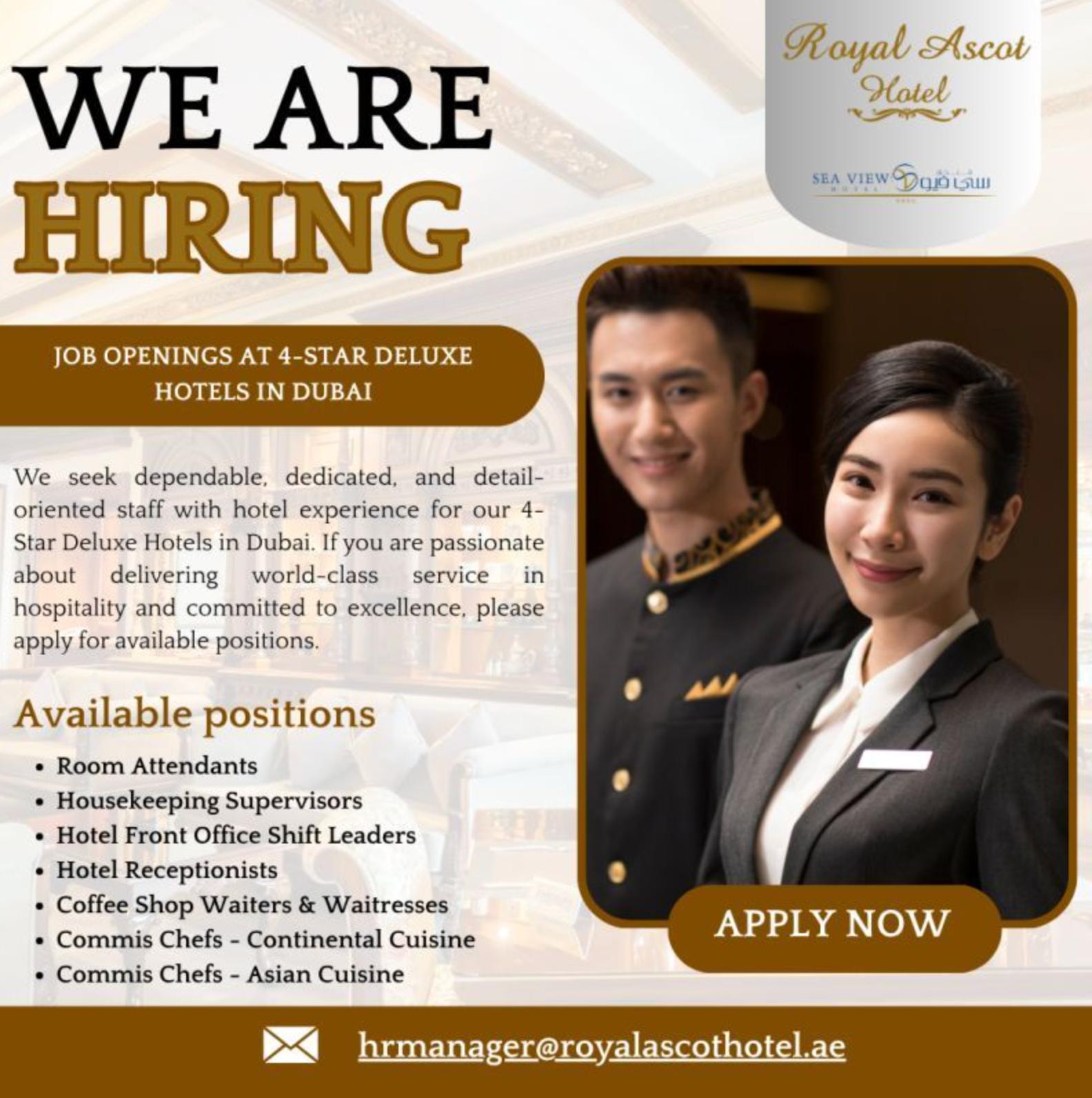 Dubai Employment Opportunity 2025: Royal Ascot Hotel Jobs Now Hiring