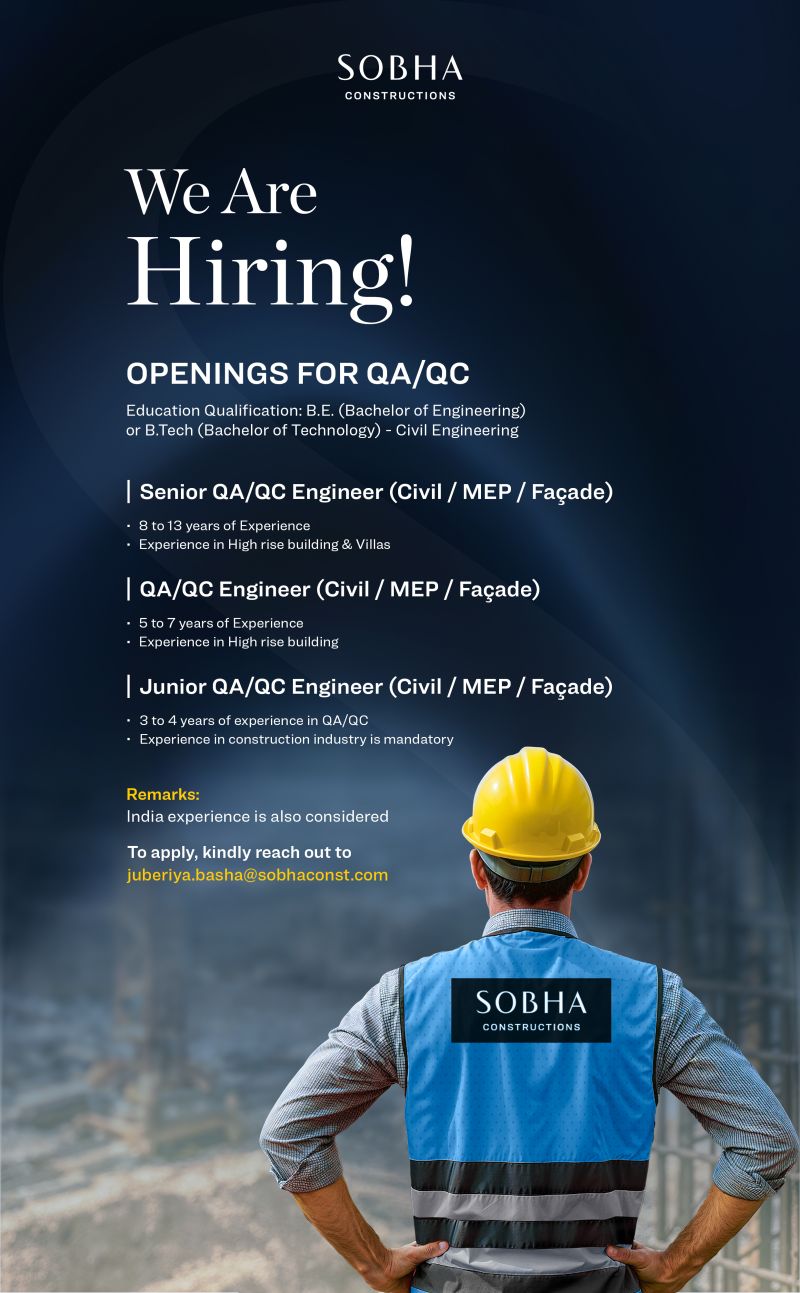 🚀 Excellent Sobha Constructions QA/QC Engineer Vacancy UAE – Apply Immediately