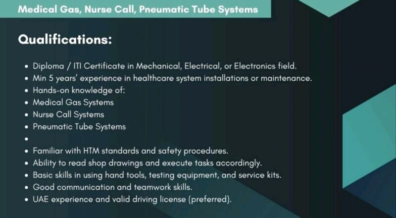 🌟 Excellent Almazroui Medical Group Installation and Service Technician Vacancy UAE 2025